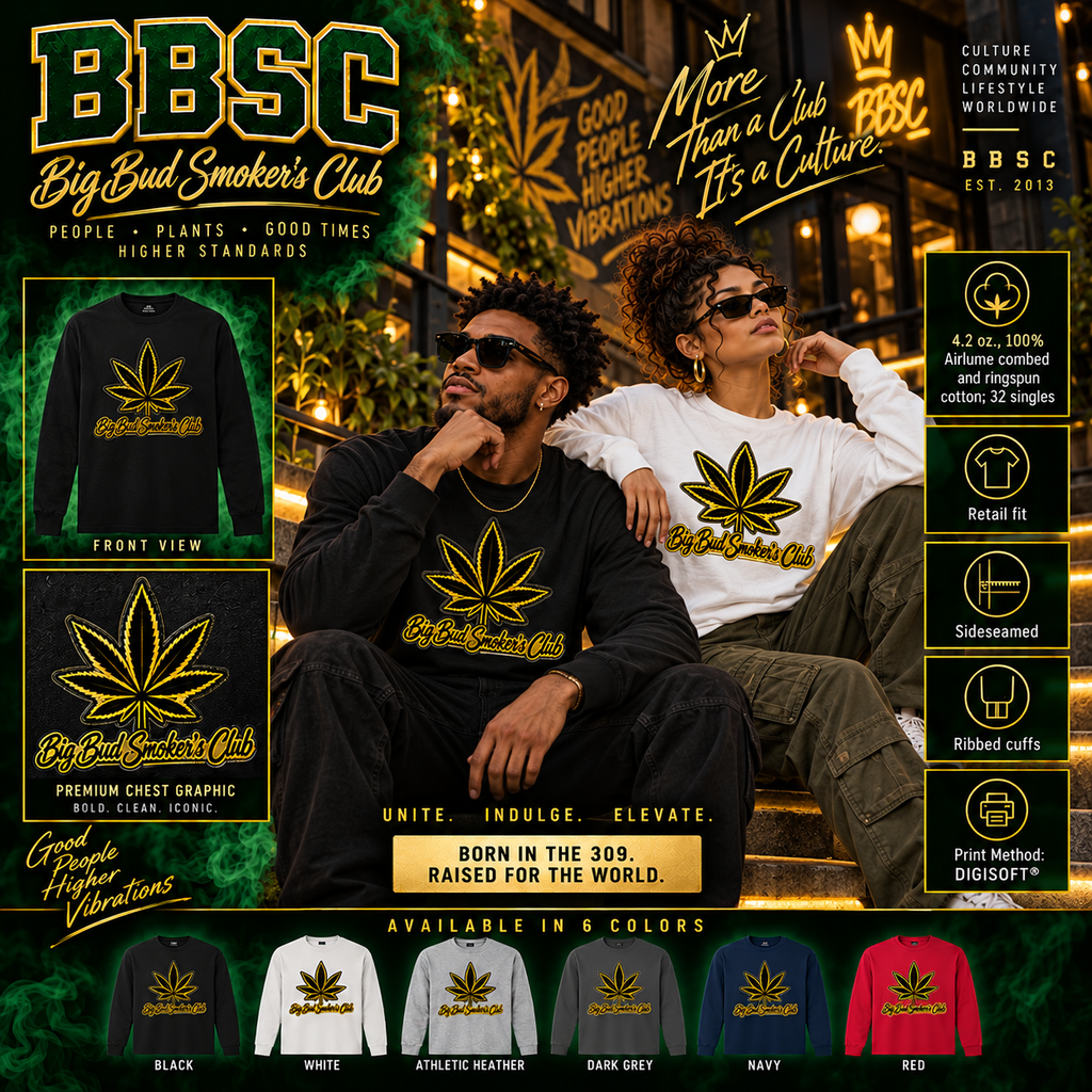 BBSC Gold Outline Leaf & Script Long-Sleeve Tee