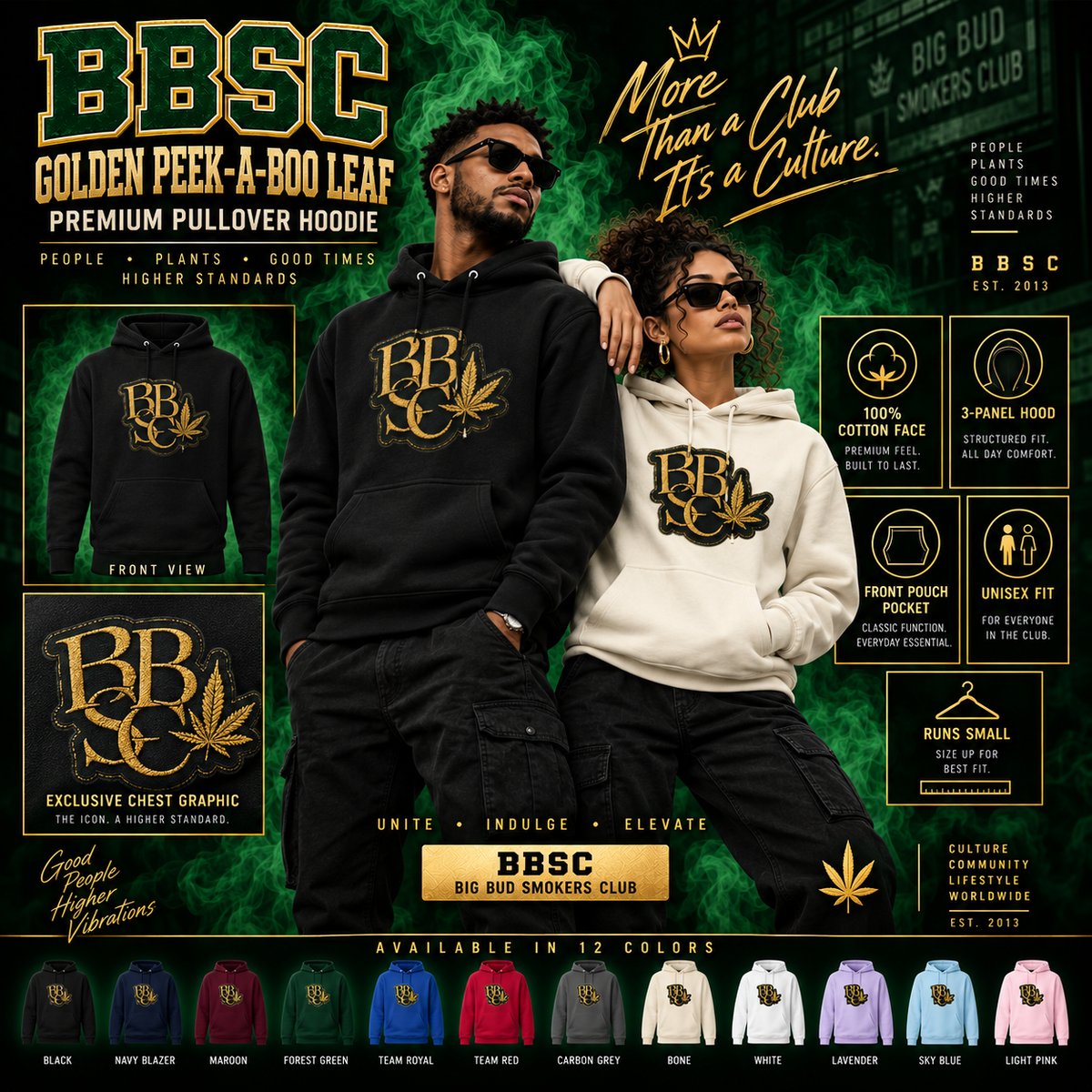 BBSC Golden Peek-A-Boo Leaf Premium Pullover Hoodie