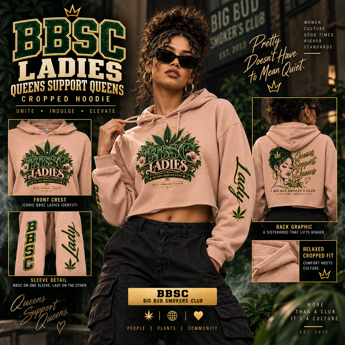 BBSC Ladies “Queens Support Queens” Cropped Hoodie