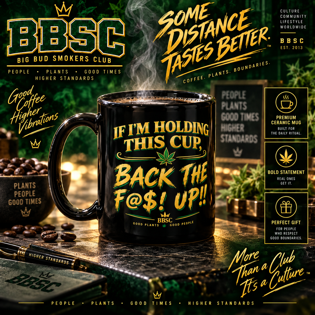 BBSC “Back the F@$! Up” Black Glossy Mug – Cannabis Culture Coffee Cup
