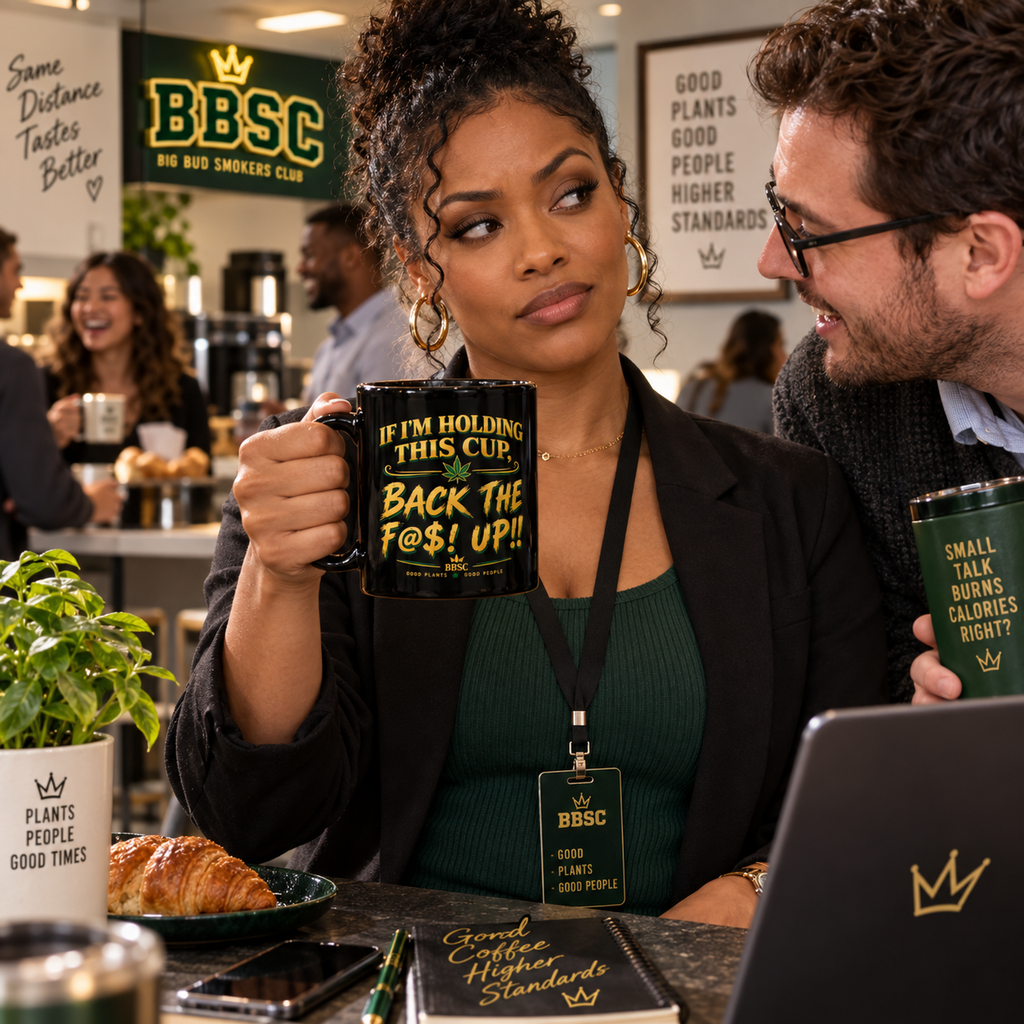 BBSC “Back the F@$! Up” Black Glossy Mug – Cannabis Culture Coffee Cup