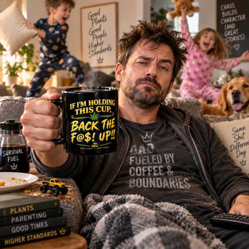 BBSC “Back the F@$! Up” Black Glossy Mug – Cannabis Culture Coffee Cup