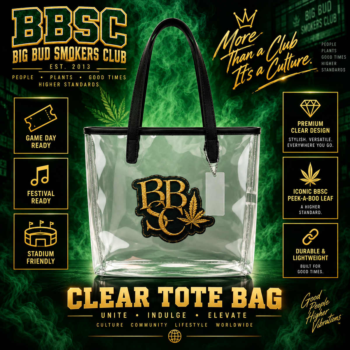 BBSC GIT Golden Peek-A-Boo Leaf Clear Tote Bag
