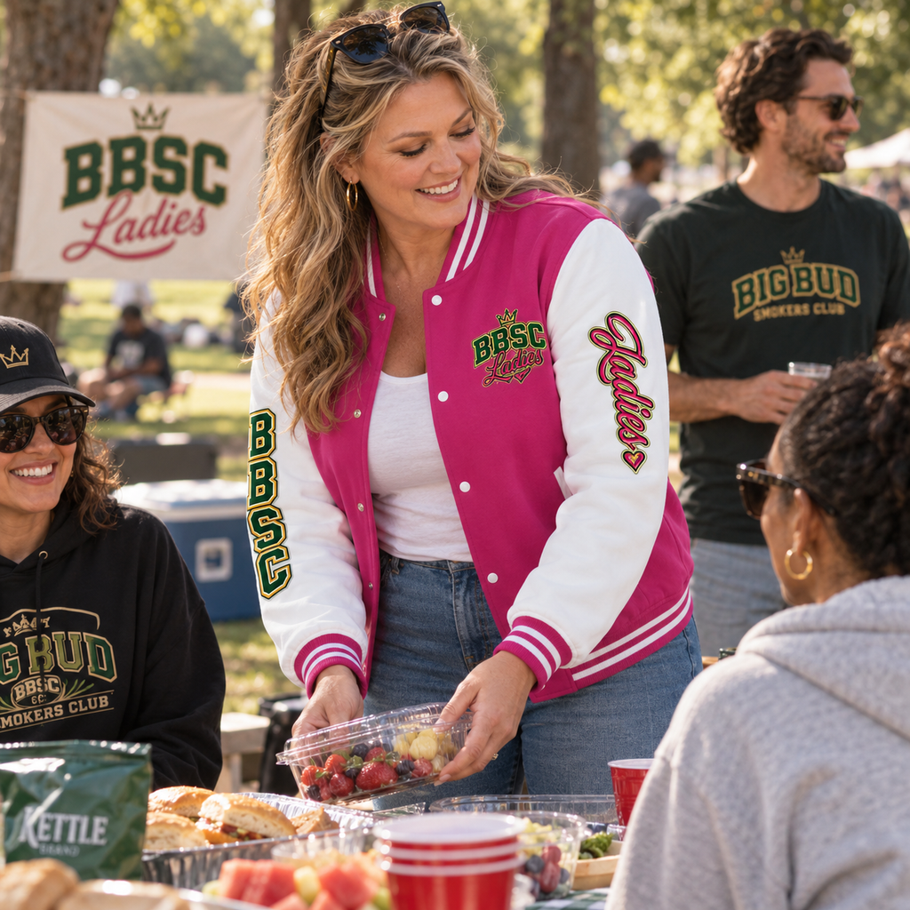BBSC Ladies Letterman Jacket | Big Bud Smokers Club Varsity Streetwear