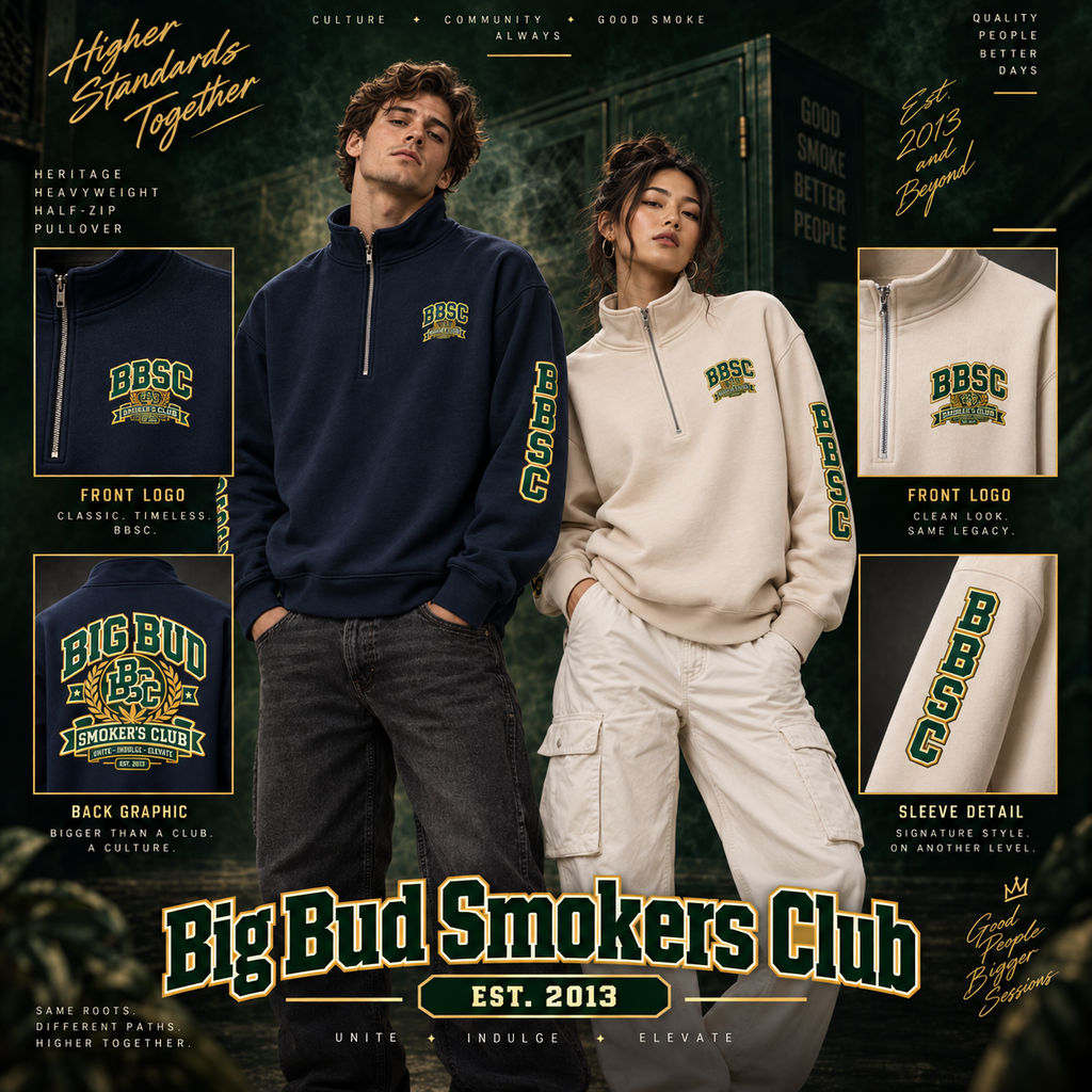 BBSC Heritage Heavyweight Half-Zip Pullover – Varsity Edition lifestyle campaign image