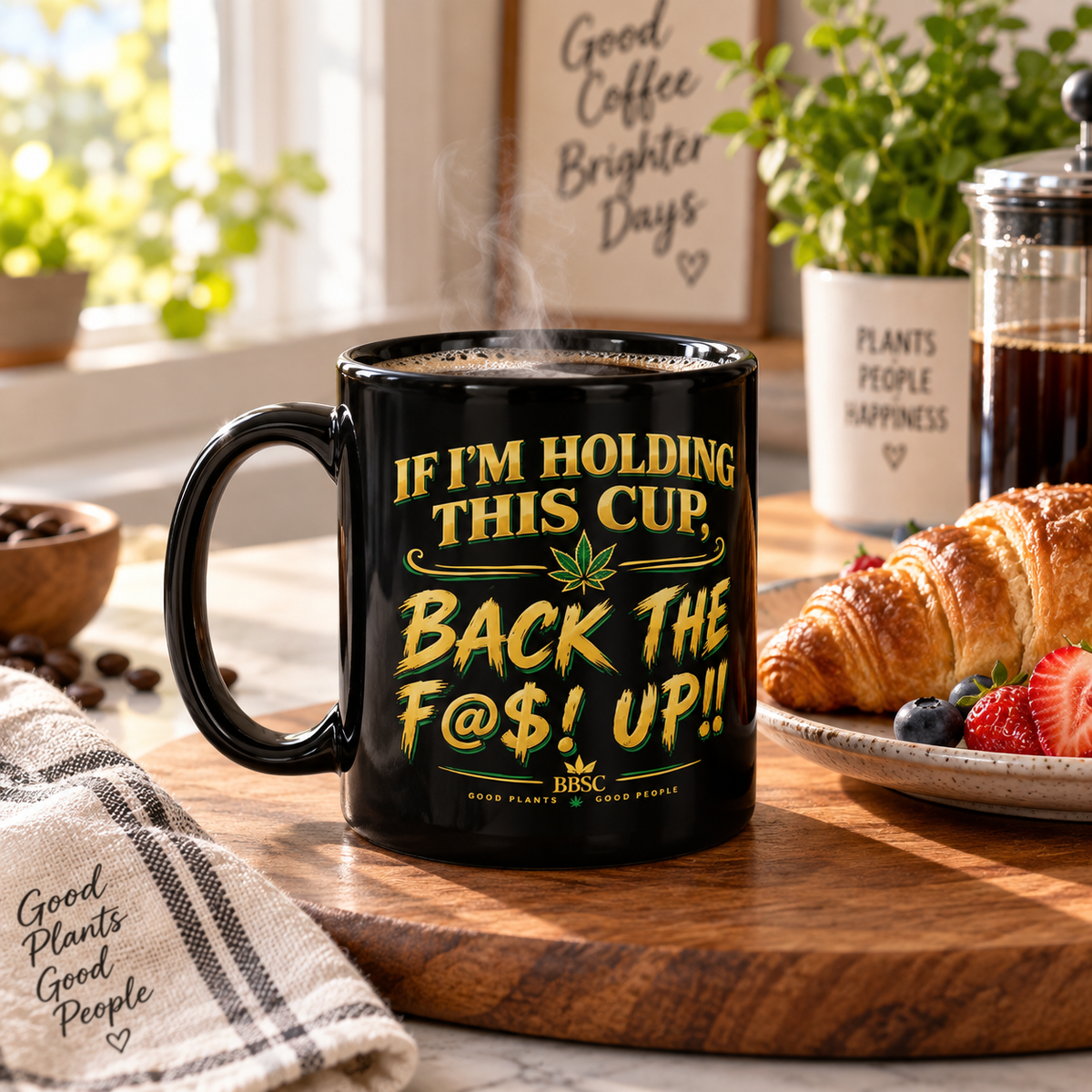 BBSC “Back the F@$! Up” Black Glossy Mug – Cannabis Culture Coffee Cup