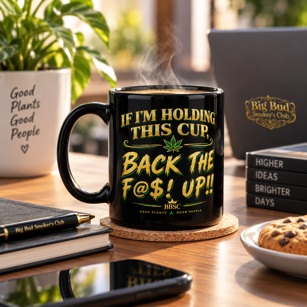 BBSC “Back the F@$! Up” Black Glossy Mug – Cannabis Culture Coffee Cup
