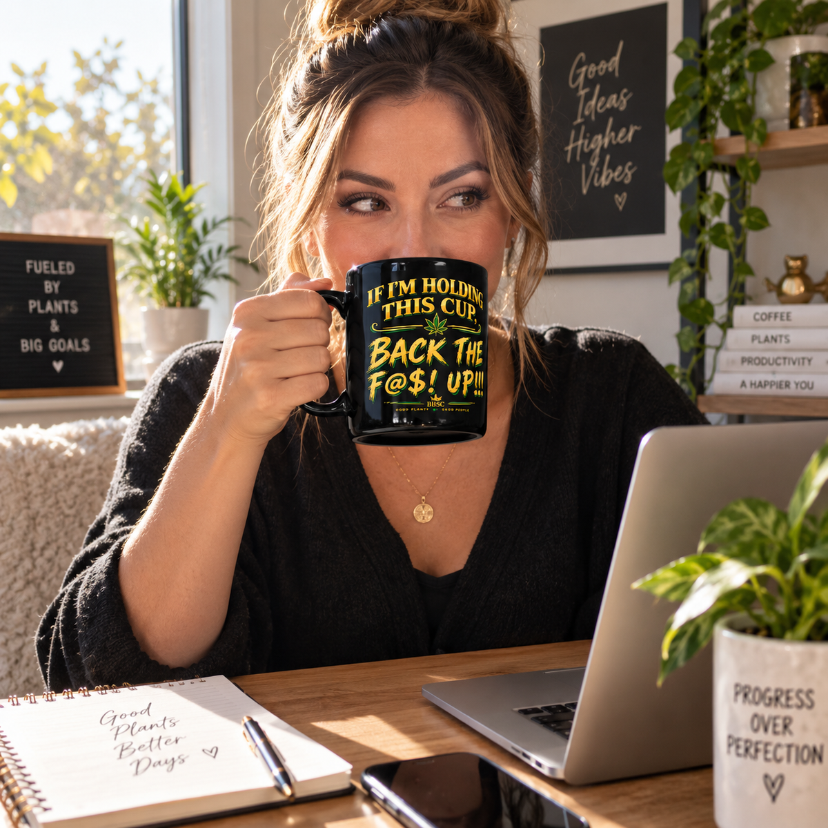 BBSC “Back the F@$! Up” Black Glossy Mug – Cannabis Culture Coffee Cup