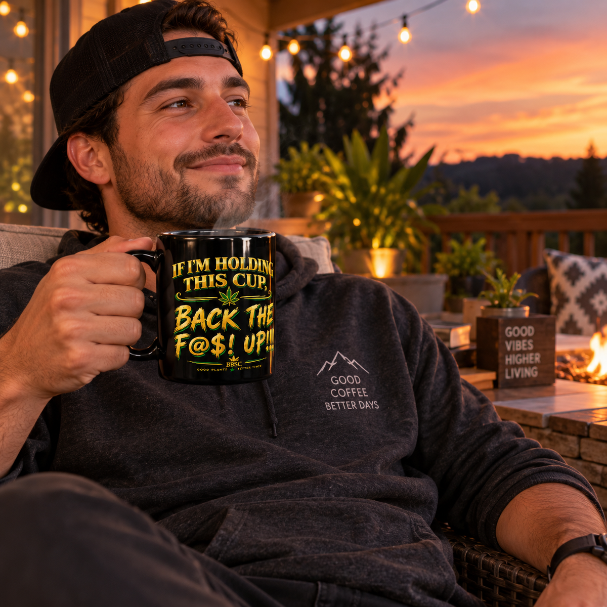 BBSC “Back the F@$! Up” Black Glossy Mug – Cannabis Culture Coffee Cup
