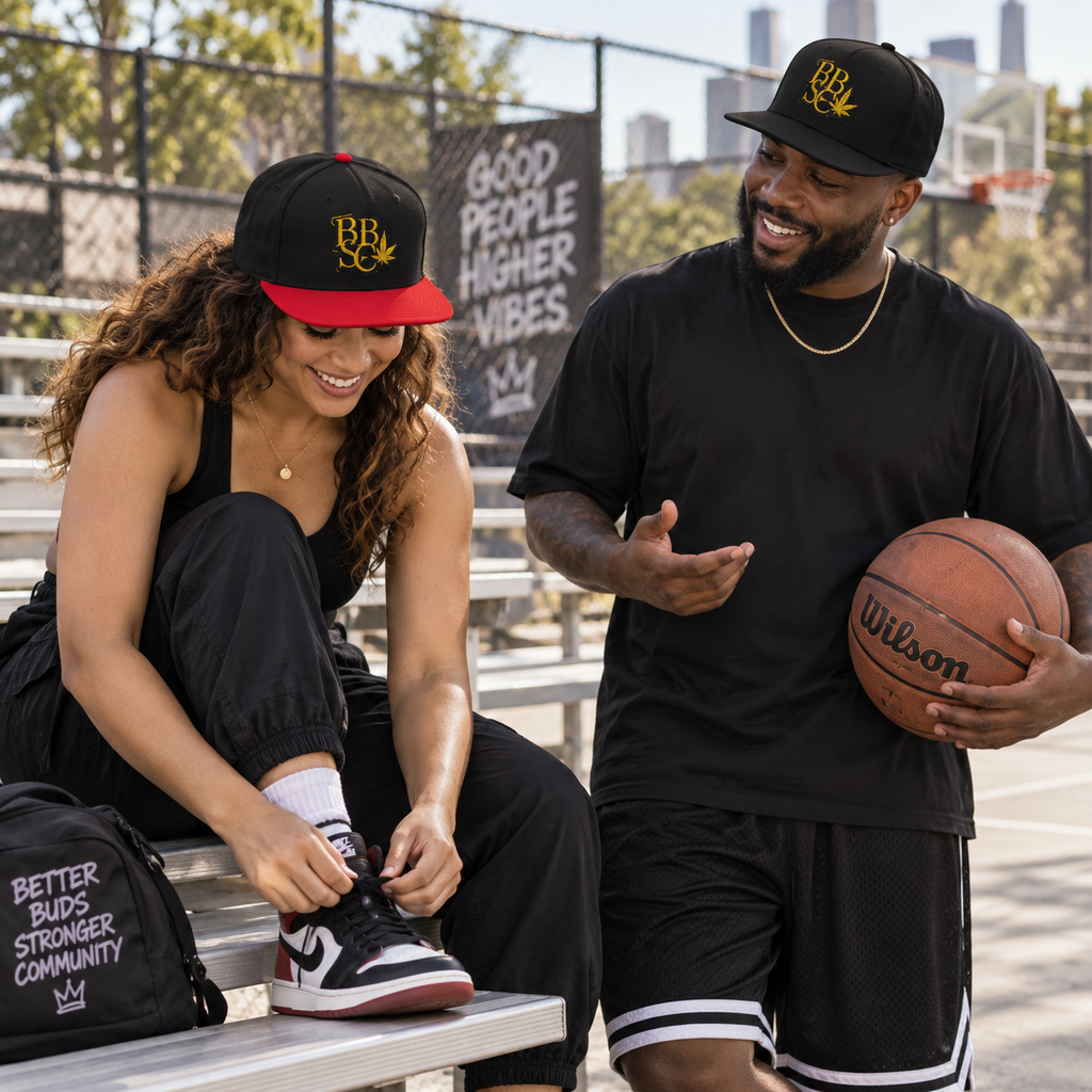 BBSC Signature Golden Peek-A-Boo Leaf Embroidered Snapback Hat  Copy title