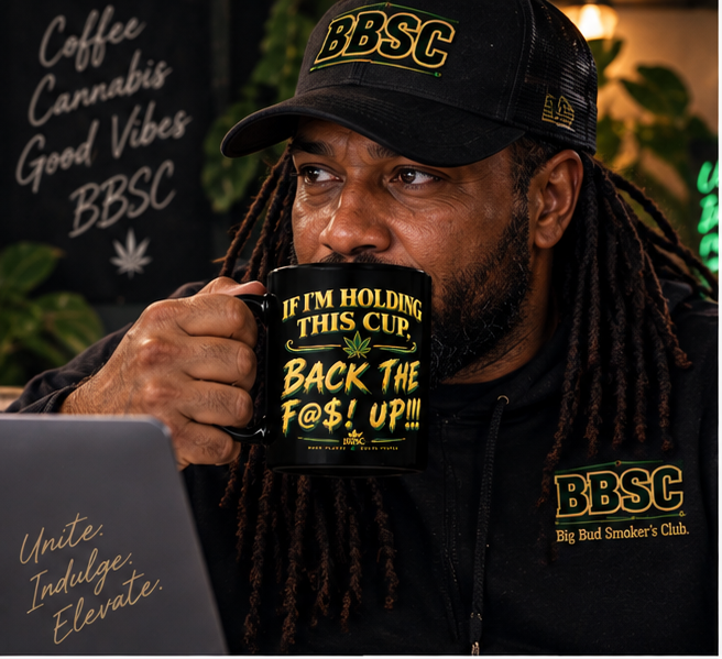 BBSC “Back the F@$! Up” Black Glossy Mug – Cannabis Culture Coffee Cup