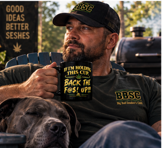 BBSC “Back the F@$! Up” Black Glossy Mug – Cannabis Culture Coffee Cup
