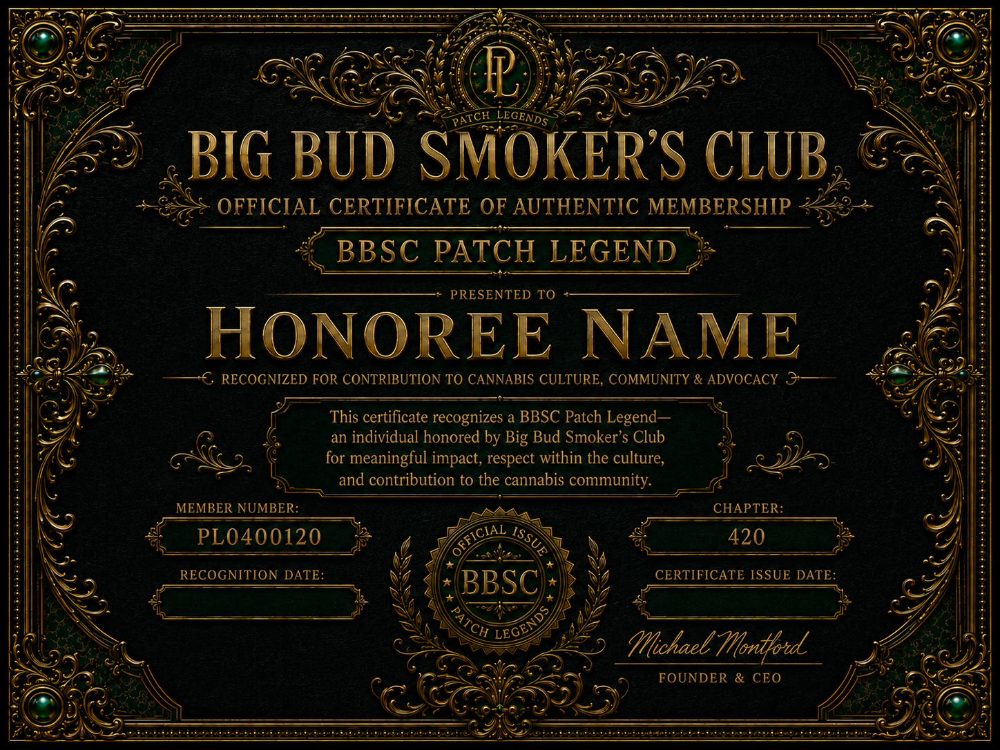 BBSC Patch Legend certificate artwork