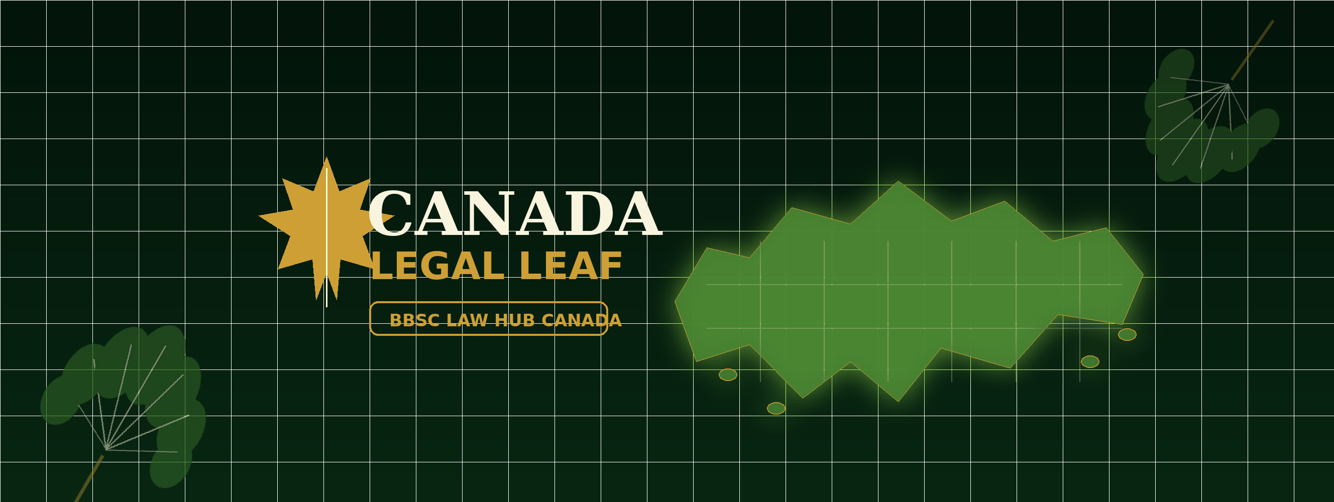 Canada Legal Leaf hub map in BBSC green and gold style