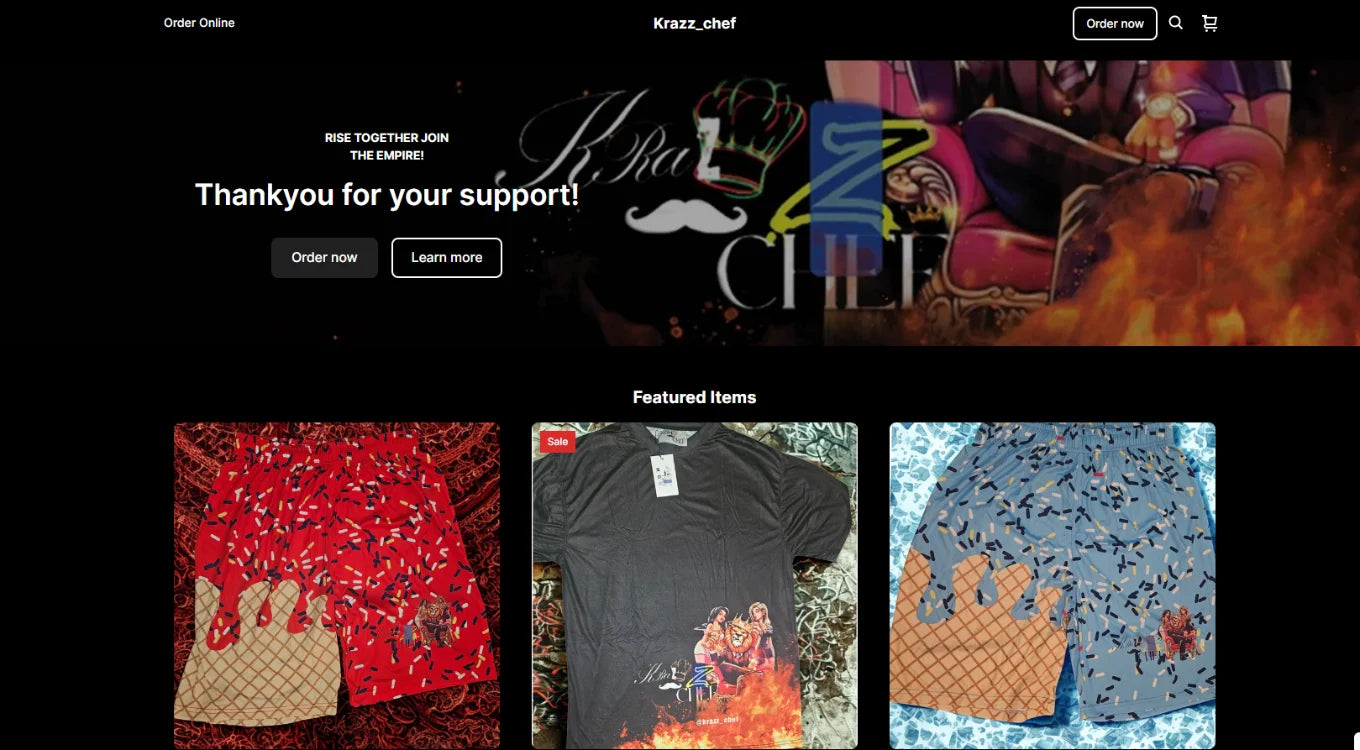Krazz Chef shirts and shorts